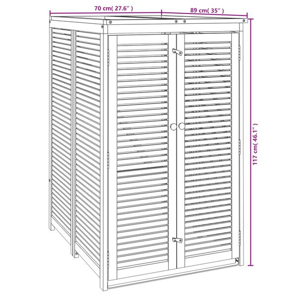 vidaXL Single Garbage Bin Shed 70x89x117 cm Solid Wood Acacia