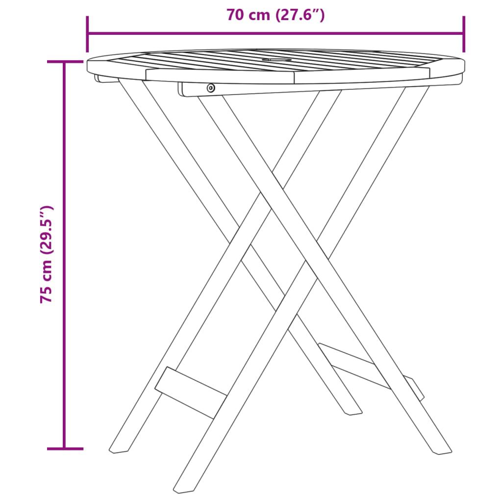 vidaXL 3 Piece Bistro Set Cream White Fabric and Solid Wood