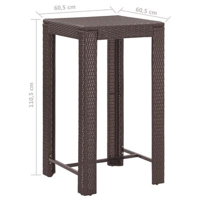 vidaXL 3 Piece Garden Bar Set with Cushions Poly Rattan Brown, brown vidaXL 3 Piece Garden Bar Set with Cushions Poly Rattan Brown