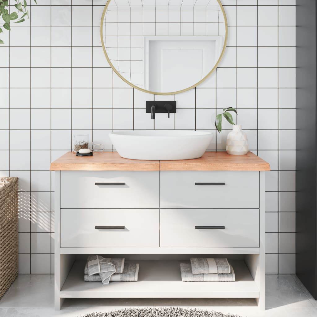 vidaXL Bathroom Countertop Light Brown 120x40x(2-4)cm Treated Solid Wood