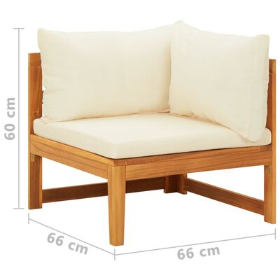 vidaXL 2 Piece Garden Lounge Set with Cream White Cushions Acacia Wood