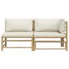 vidaXL 2 Piece Garden Lounge Set with Cream White Cushions Bamboo