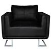 vidaXL Cube Armchair with Chrome Feet Black Faux Leather
