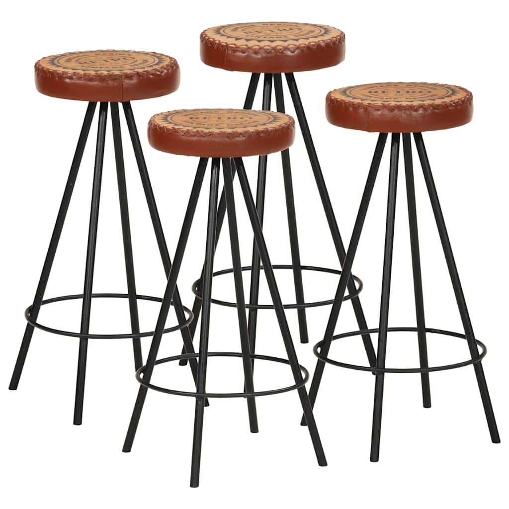 vidaXL Bar Stools 4 pcs Real Leather