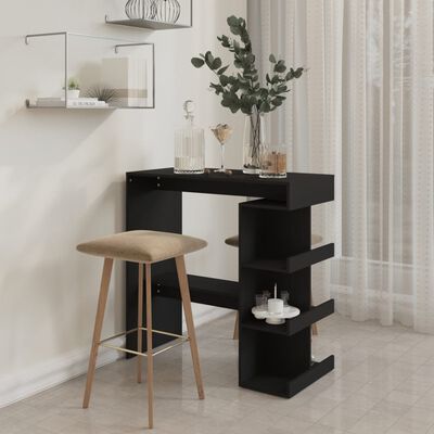 vidaXL Bar Table with Storage Rack Black 100x50x101.5 cm Engineered Wood, black vidaXL Bar Table with Storage Rack Black 100x50x101.5 cm Engineered Wood