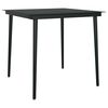 vidaXL Garden Dining Table | Black | Powder-coated steel, glass | 80 cm x 80 cm