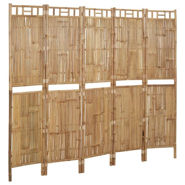 vidaXL 5-Panel Room Divider Bamboo 200x180 cm