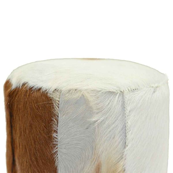 vidaXL Bar Stool Goatskin Leather and Solid Teak Wood