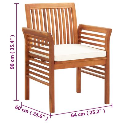 vidaXL Garden Dining Chairs with Cushions 4 pcs Solid Wood Acacia