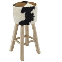 vidaXL Bar Stool Goatskin Leather and Solid Teak Wood,  vidaXL Bar Stool Goatskin Leather and Solid Teak Wood