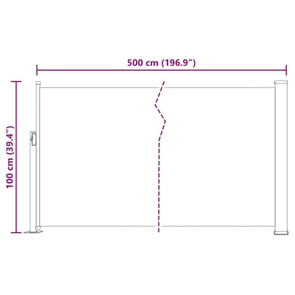 vidaXL Patio Retractable Side Awning 100x500 cm Black