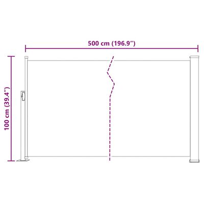 vidaXL Patio Retractable Side Awning 100x500 cm Black, black vidaXL Patio Retractable Side Awning 100x500 cm Black