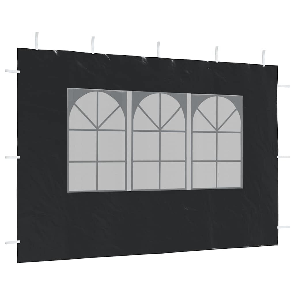 vidaXL Party Tent Sidewall 2 pcs with Window PE Anthracite