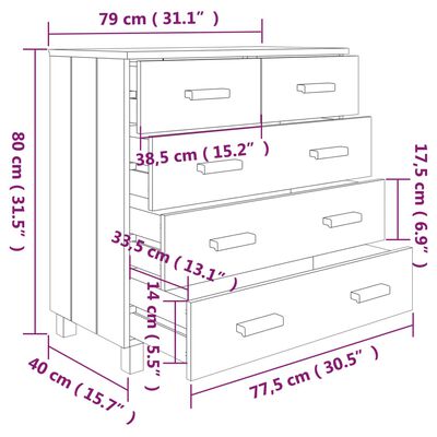 vidaXL Sideboard HAMAR White 79x40x80 cm Solid Wood Pine, white vidaXL Sideboard HAMAR White 79x40x80 cm Solid Wood Pine