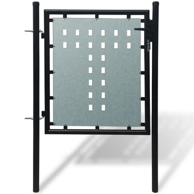 vidaXL Black Single Door Fence Gate 100 x 125 cm,  vidaXL Black Single Door Fence Gate 100 x 125 cm