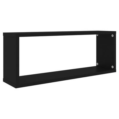 vidaXL Wall Cube Shelf 2 pcs Black 60x15x23 cm Engineered Wood, black vidaXL Wall Cube Shelf 2 pcs Black 60x15x23 cm Engineered Wood