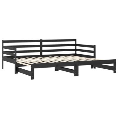 vidaXL Pull-out Day Bed without Mattress Black 2x(90x200)cm, black vidaXL Pull-out Day Bed without Mattress Black 2x(90x200)cm