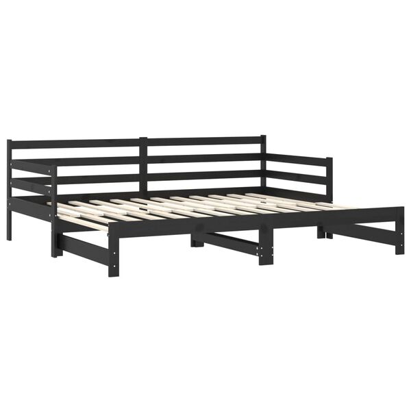 vidaXL Pull-out Day Bed without Mattress Black 2x(90x200)cm