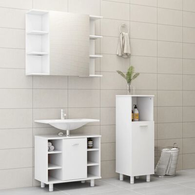 vidaXL 3 Piece Bathroom Furniture Set White Engineered Wood, white vidaXL 3 Piece Bathroom Furniture Set White Engineered Wood