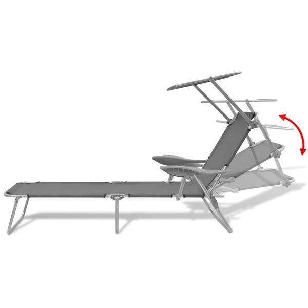 vidaXL Sun Lounger with Canopy Steel Grey