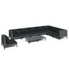 vidaXL 9 Piece Garden Lounge Set with Cushions Poly Rattan Dark Grey