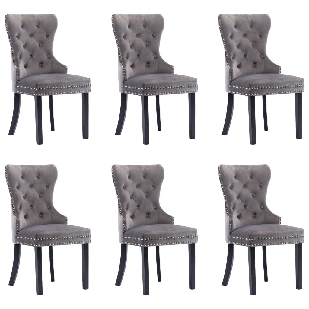 vidaXL Dining Chairs 6 pcs Grey Velvet