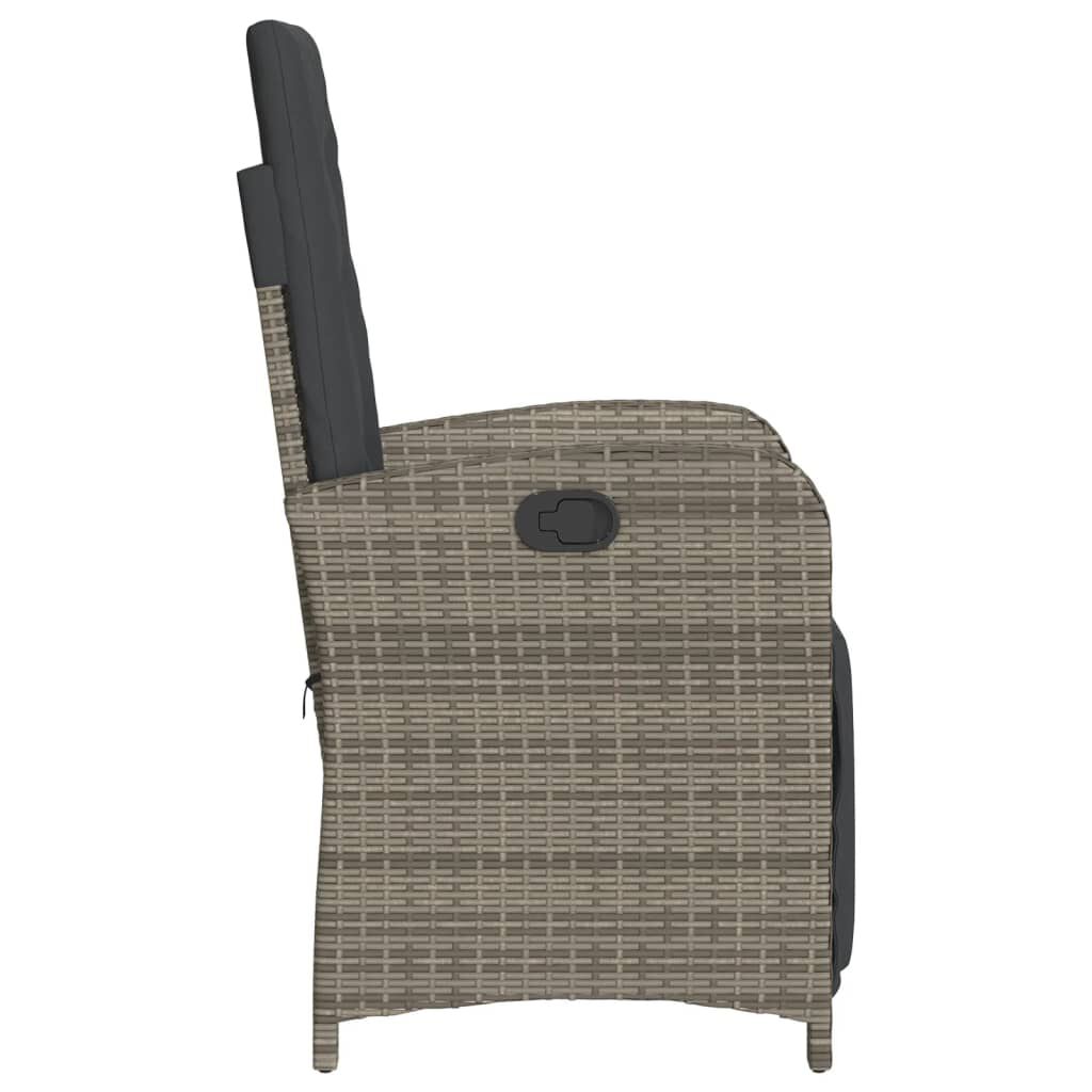 vidaXL Reclining Garden Chairs 2 pcs with Footrest Grey Poly Rattan