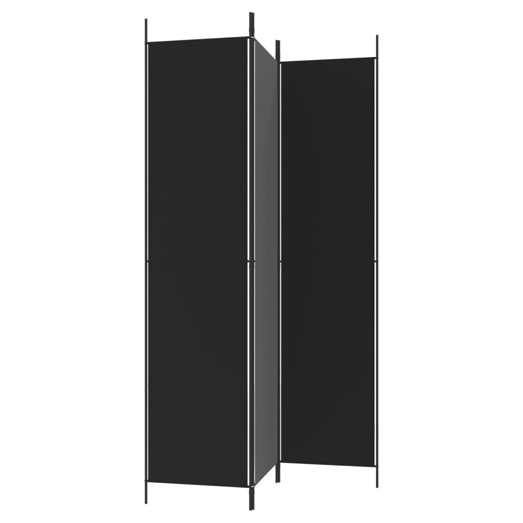 vidaXL 3-Panel Room Divider Black 150x220 cm Fabric