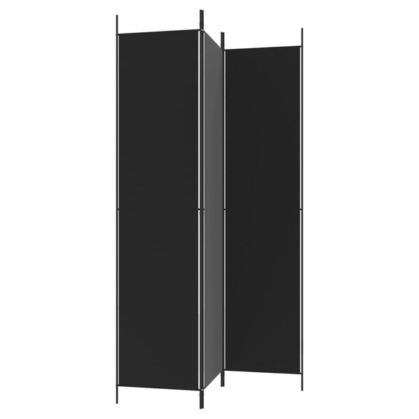 vidaXL 3-Panel Room Divider Black 150x220 cm Fabric