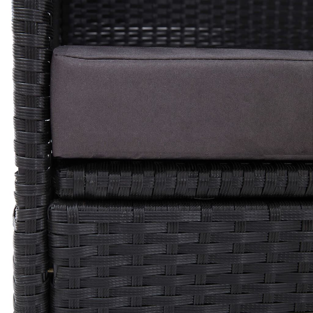 vidaXL Outdoor Sofa Bed with Canopy Poly Rattan Black