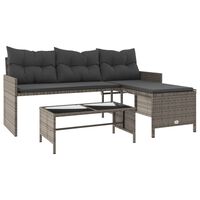 vidaXL Garden Sofa with Table and Cushions L-Shaped Grey Poly Rattan, grey vidaXL Garden Sofa with Table and Cushions L-Shaped Grey Poly Rattan