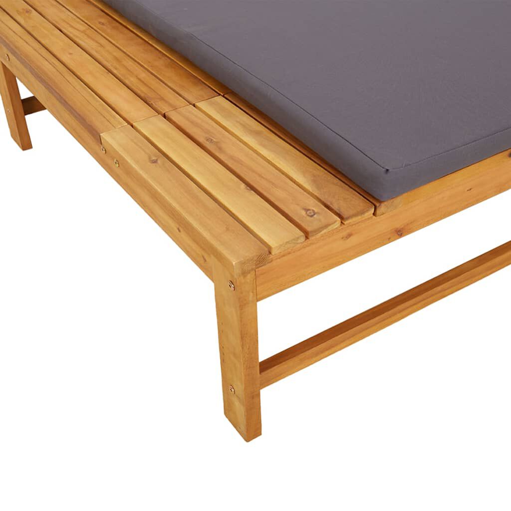 vidaXL Sun Lounger with Dark Grey Cushion and Pillow Solid Wood Acacia