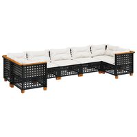 vidaXL 7 Piece Garden Sofa Set with Cushions Black Poly Rattan, black vidaXL 7 Piece Garden Sofa Set with Cushions Black Poly Rattan