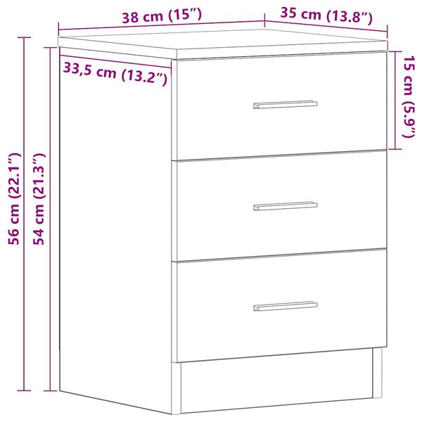 vidaXL Bedside Cabinets 2 pcs White 38x35x56 cm Engineered Wood