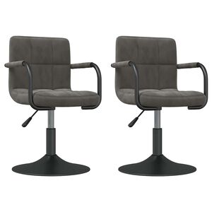 vidaXL Swivel Dining Chairs 2 pcs Dark Grey Velvet