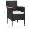 vidaXL 5 Piece Garden Dining Set Black Poly Rattan and Acacia Wood