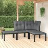 vidaXL 4 Piece Garden Lounge Set Black and Grey Poly Rattan