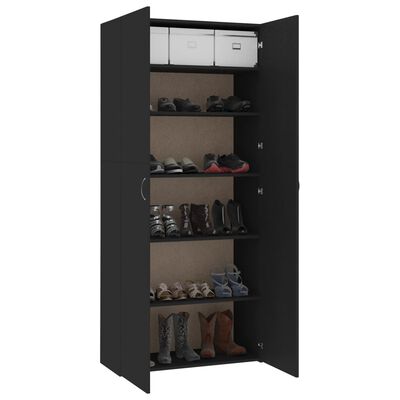 vidaXL Shoe Cabinet Black 80x35.5x180 cm Engineered Wood, black vidaXL Shoe Cabinet Black 80x35.5x180 cm Engineered Wood