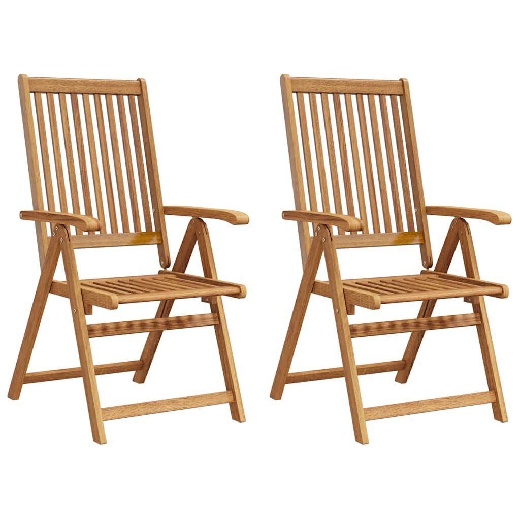 vidaXL Folding Garden Chairs 2 pcs Solid Acacia Wood Brown