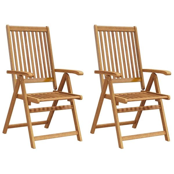 vidaXL Folding Garden Chairs 2 pcs Solid Acacia Wood Brown