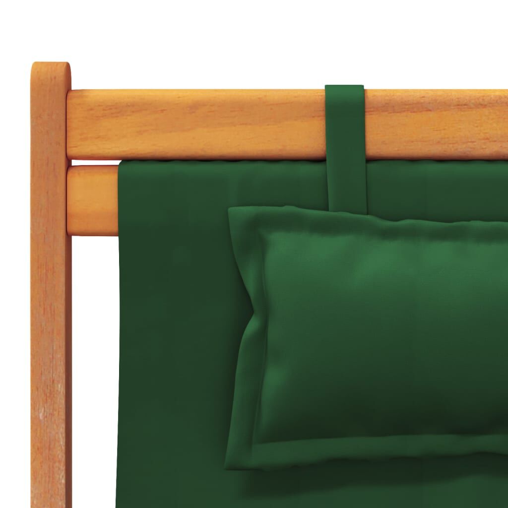 vidaXL Folding Beach Chairs 2 pcs Green Fabric
