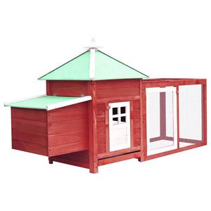 vidaXL Chicken Coop with Nest Box Red 190x72x102 cm Solid Firwood