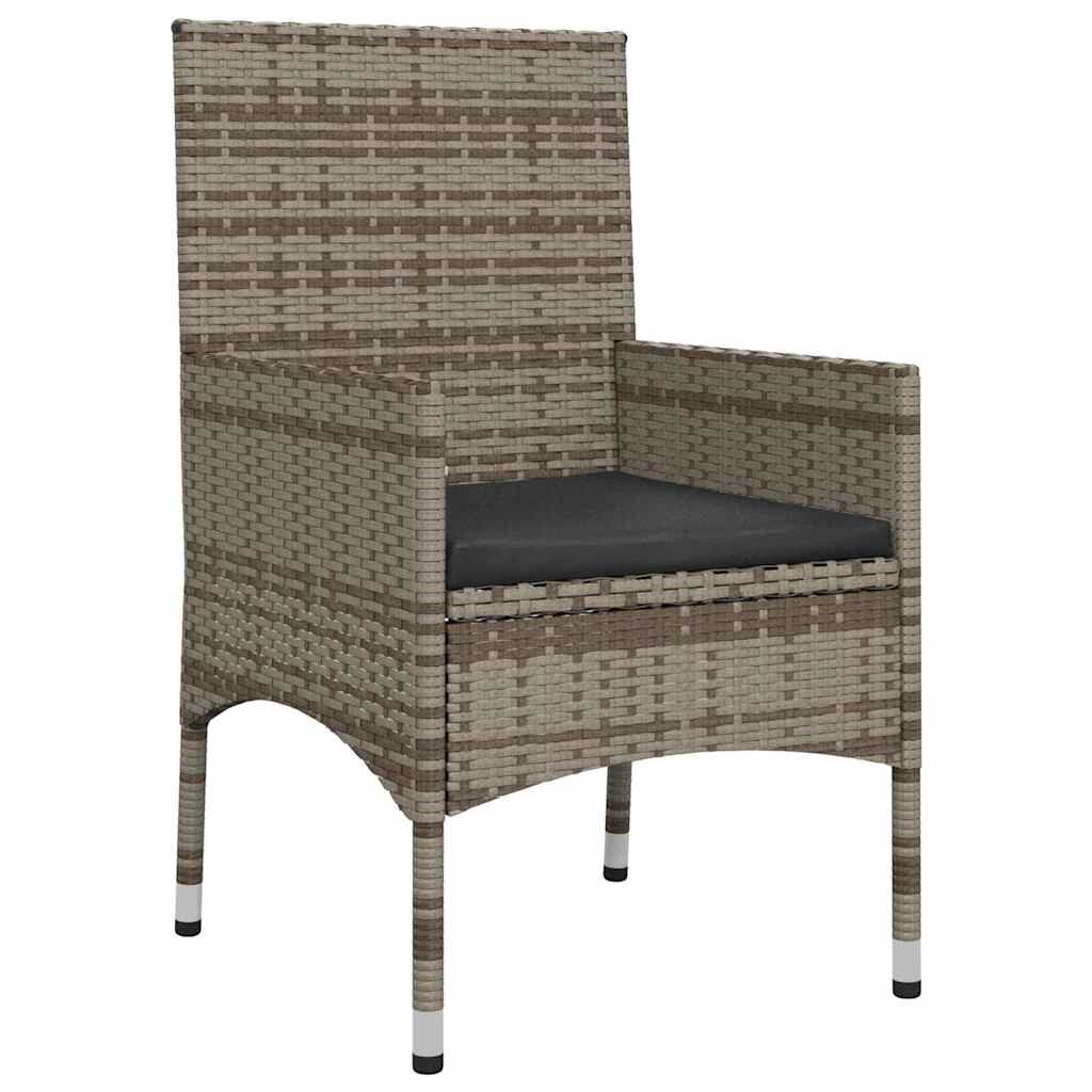 vidaXL 4 Piece Garden Lounge Set with Cushions Grey Poly Rattan