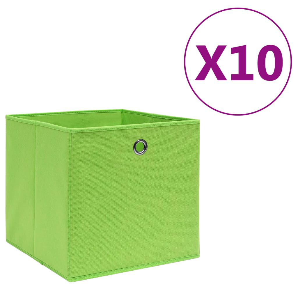 vidaXL Storage Boxes 10 pcs Non-woven Fabric 28x28x28 cm Green