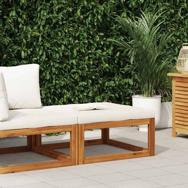 vidaXL Footrest with Cream White Cushion Solid Acacia Wood