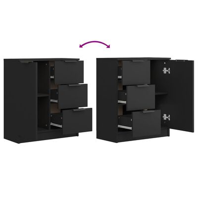 vidaXL Sideboards 2 pcs Black 60x30x70 cm Engineered Wood, black vidaXL Sideboards 2 pcs Black 60x30x70 cm Engineered Wood