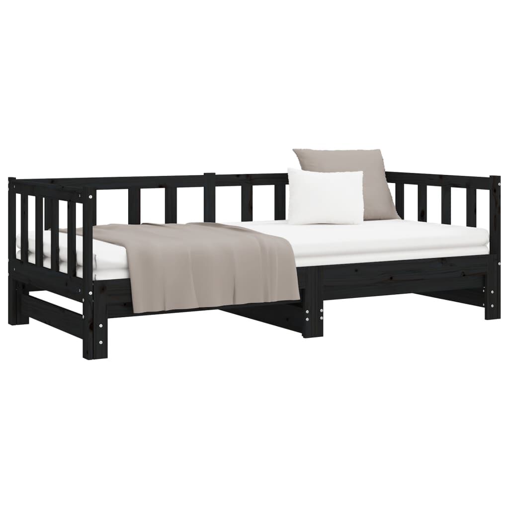 vidaXL Pull-out Day Bed without Mattress Black 2x(90x200)cm