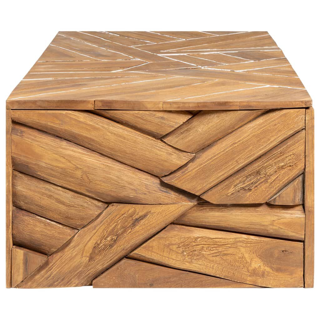 vidaXL Coffee Table Erosion Solid Teak Wood 110x35x38 cm