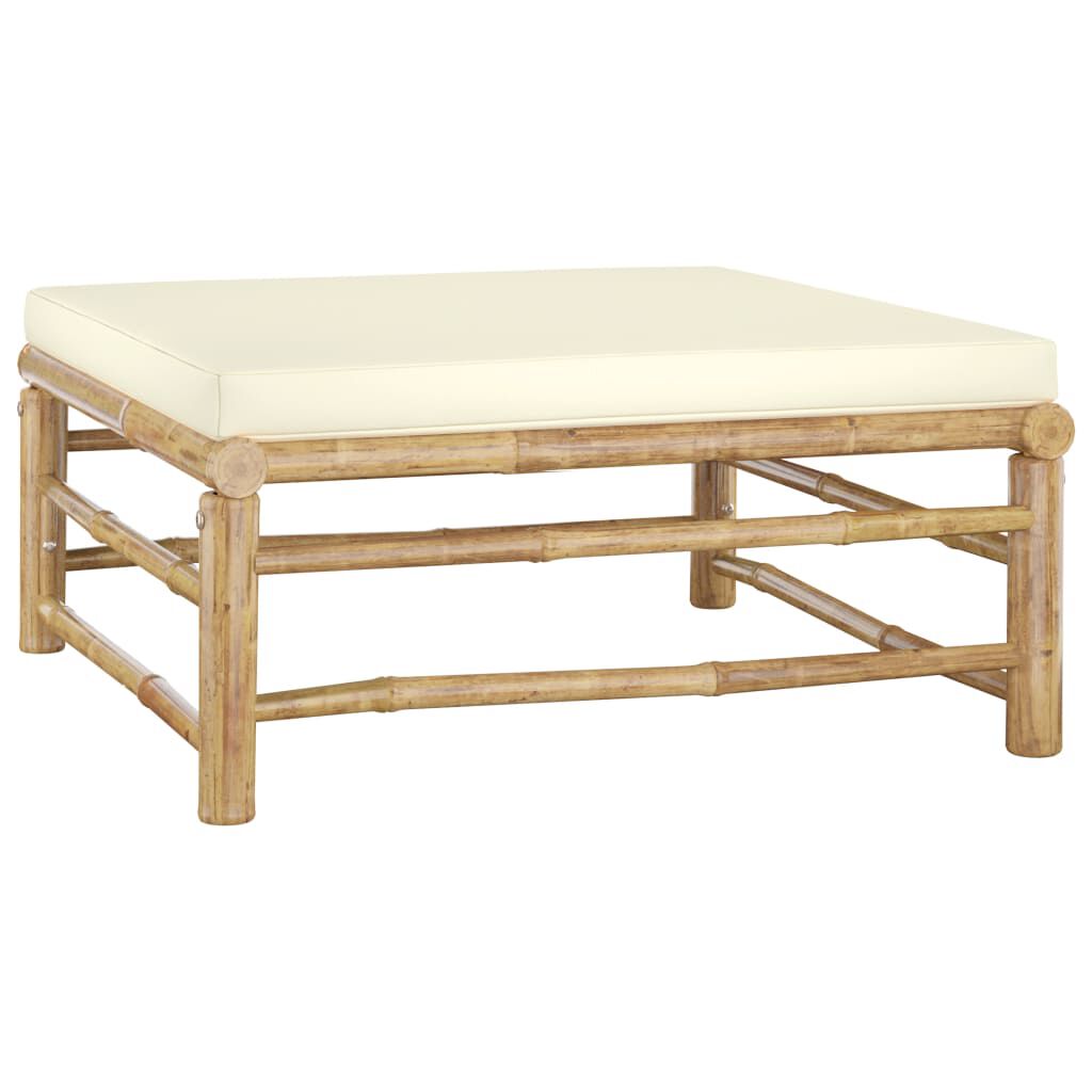 vidaXL 5 Piece Garden Lounge Set with Cream White Cushions Bamboo