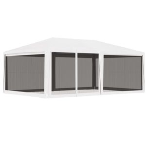 vidaXL Party Tent with 4 Mesh Sidewalls 4x6 m White
